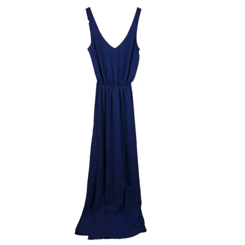 NWT Show Me Your Mumu Kendall Soft V-Back Maxi Gown Dress XS Rich Navy Blue - Picture 4 of 8